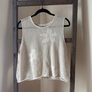 By Together Ivory Floral Knit Tank Top